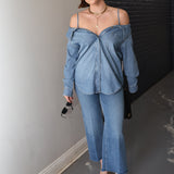 Denim Off Shoulder Top