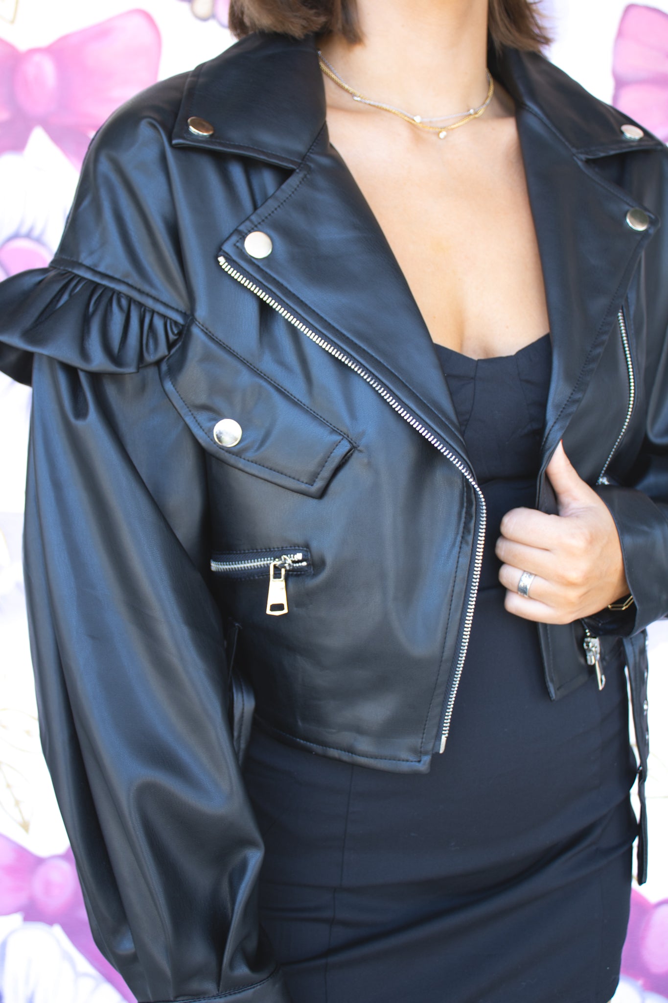 Ruffle Biker Jacket