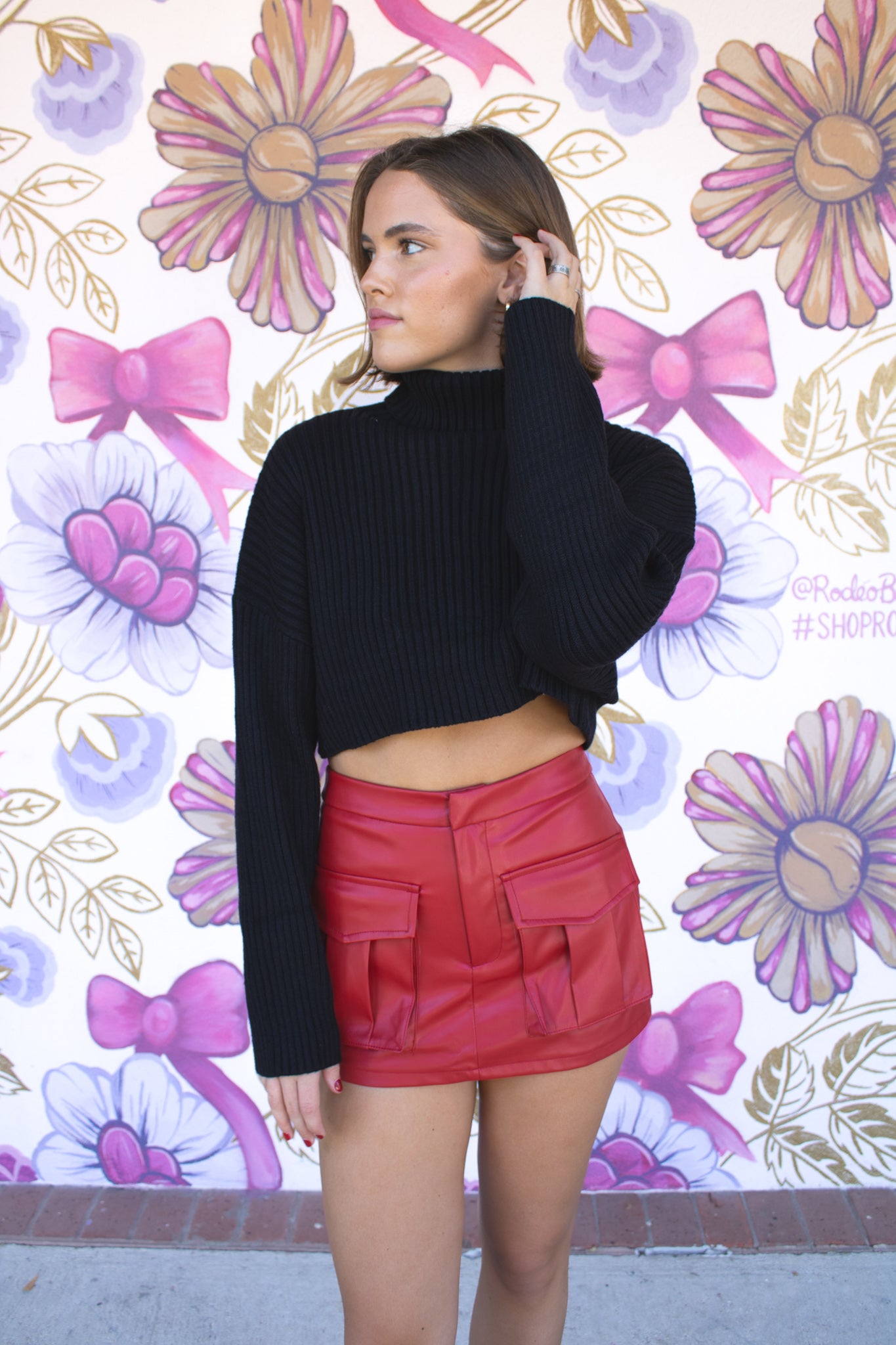 Cargo Red Leather Skort - Red