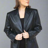 leather blazer - blabk