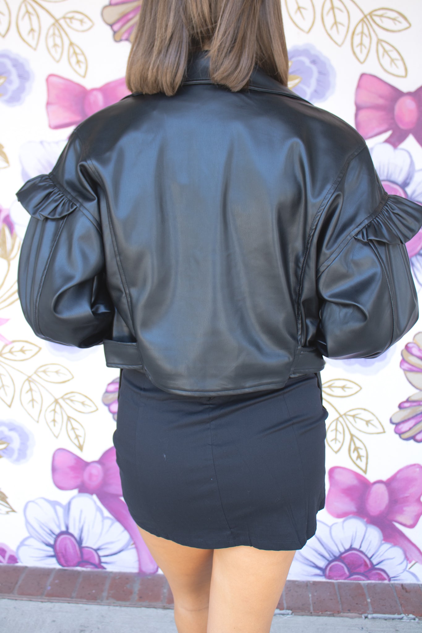 Ruffle Biker Jacket