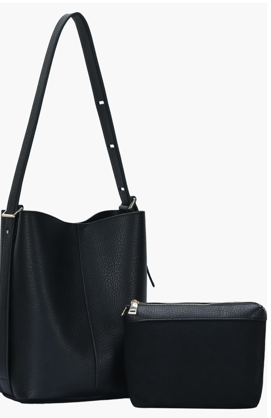 Faux Leather Hobo Bucket Bag