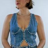 Studded Denim Vest