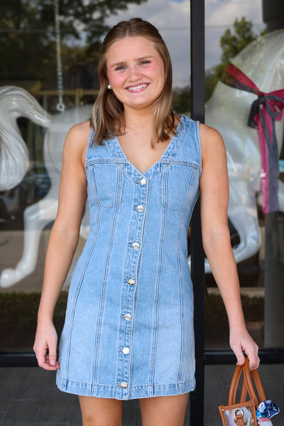 Pistola Carmel Sleeveless Button Up Denim Dress