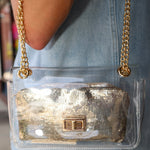 Clear Stadium Bag with gold Chain