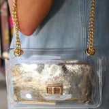 Clear Stadium Bag with gold Chain
