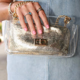 Clear Stadium Bag with gold Chain