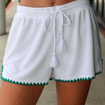Coastline White shorts with green trim by Z Supply