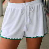 Coastline White shorts with green trim by Z Supply
