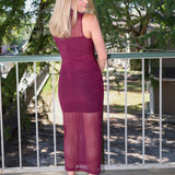 Amanda Uprichard Damira Mesh Sleeveless Midi Dress - Aubergine Purple