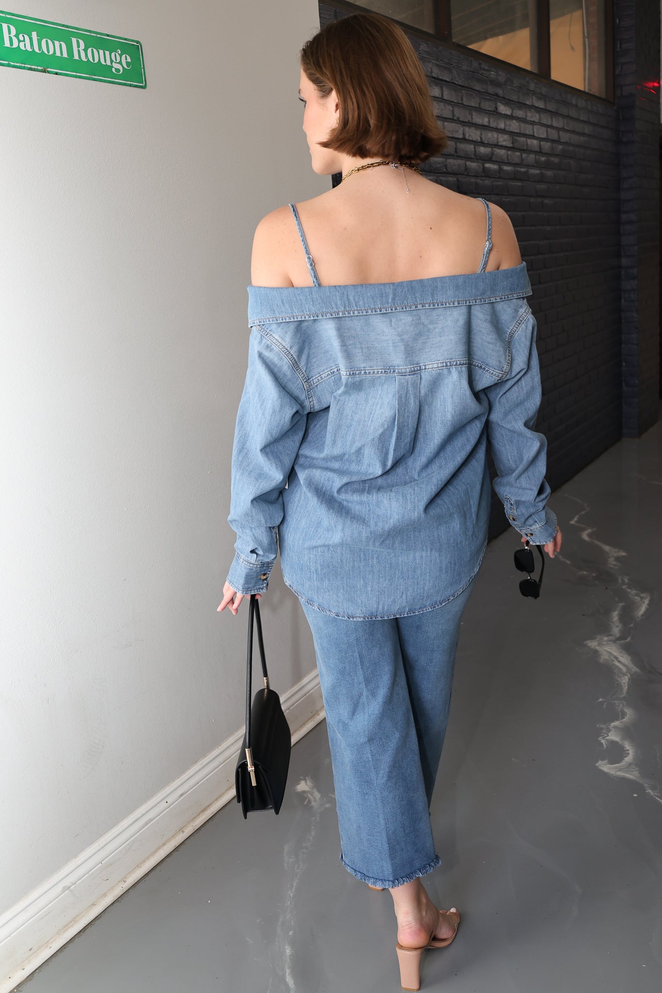 Denim Off Shoulder Top