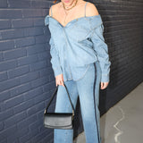Denim Off Shoulder Top