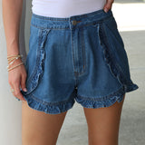 Elle Ruffle Denim Shorts