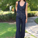 Steve Madden Fontana Sleeveless Vest Scoop Neck Denim Top - Indigo Haze 