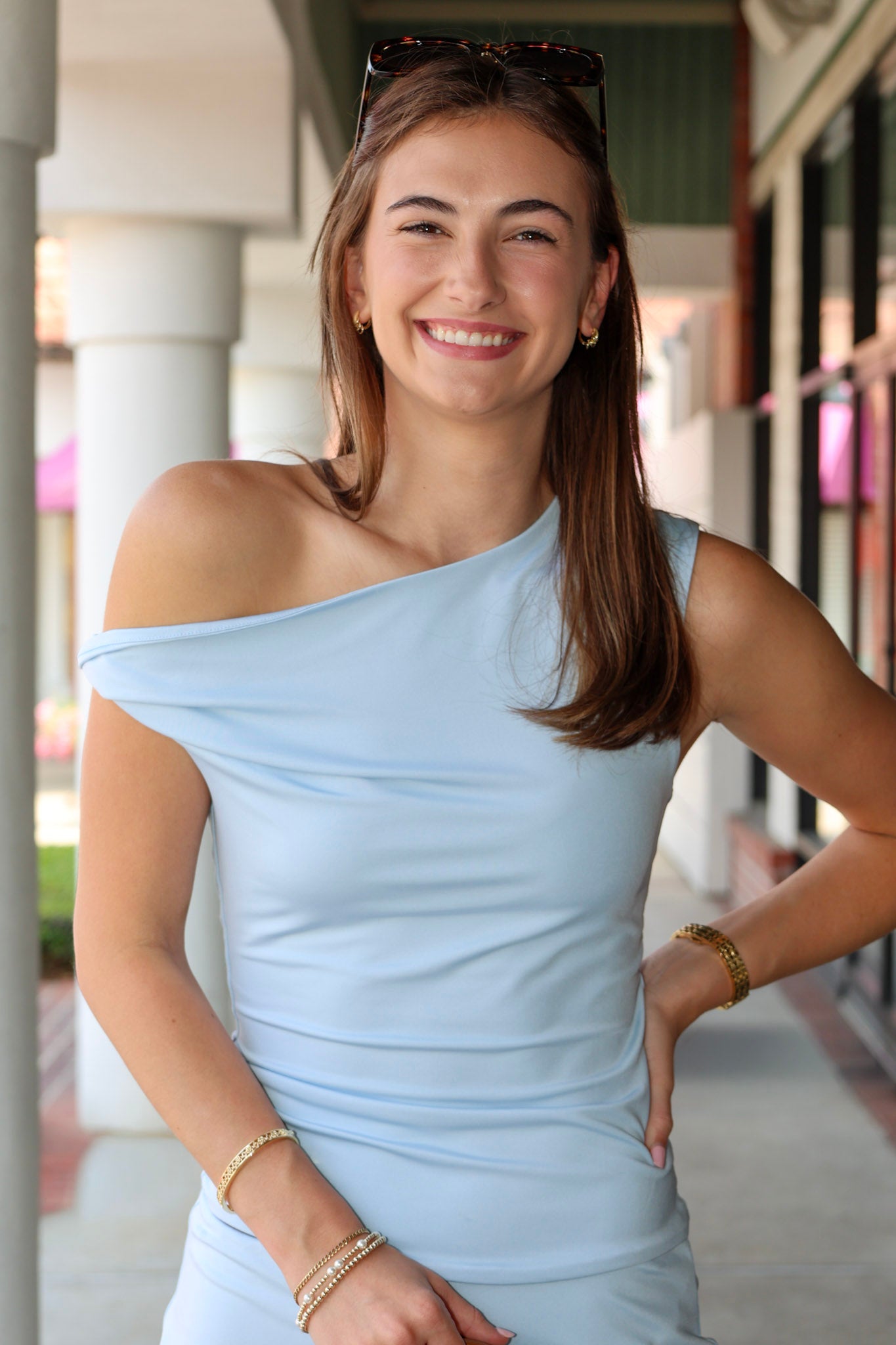 Fraise Top, NIA  asymmetrical one-shoulder design paired with the Bart Skort 