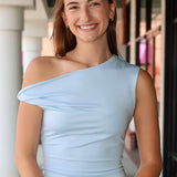 Fraise Top, NIA  asymmetrical one-shoulder design paired with the Bart Skort 