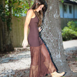 Brown Drop Waist Midi Mixed Media Dress - ASTR Glena | Rodéo Boutique