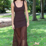 Brown Drop Waist Sleeveless  Midi Mixed Media Dress - ASTR Glena | Rodéo Boutique