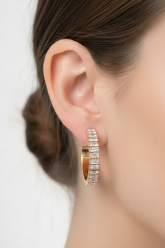 Emerald Cut Hoop Earrings