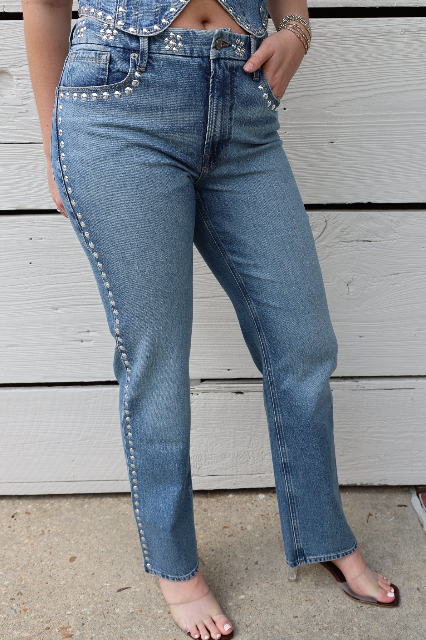 Good Icon Studded Jeans