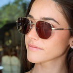 Z Supply Highway Sunglasses - Satin Gold - Brown