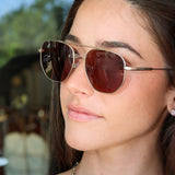 Z Supply Highway Sunglasses - Satin Gold - Brown