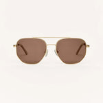 Z Supply Highway Sunglasses - Satin Gold - Brown