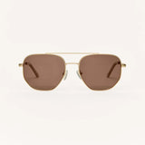 Z Supply Highway Sunglasses - Satin Gold - Brown