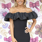 Black Mini dress off shoulder ruffle