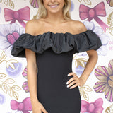 Black Mini dress off shoulder ruffle