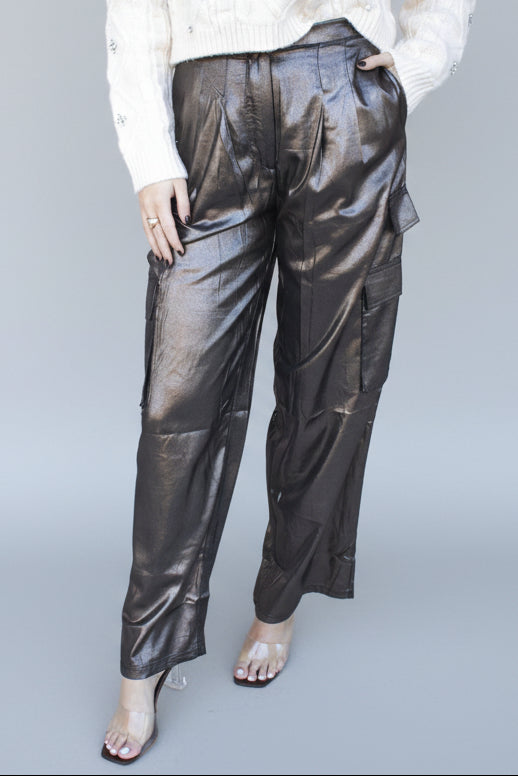 Metallic Cargo Pants
