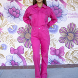 Long Sleeve Jumpsuit - Hot Pink