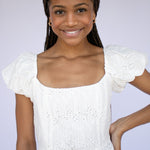 White eyelet top