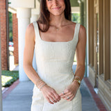 Isabella Dress, Amanda Uprichard a ivory jacquard floral pattern