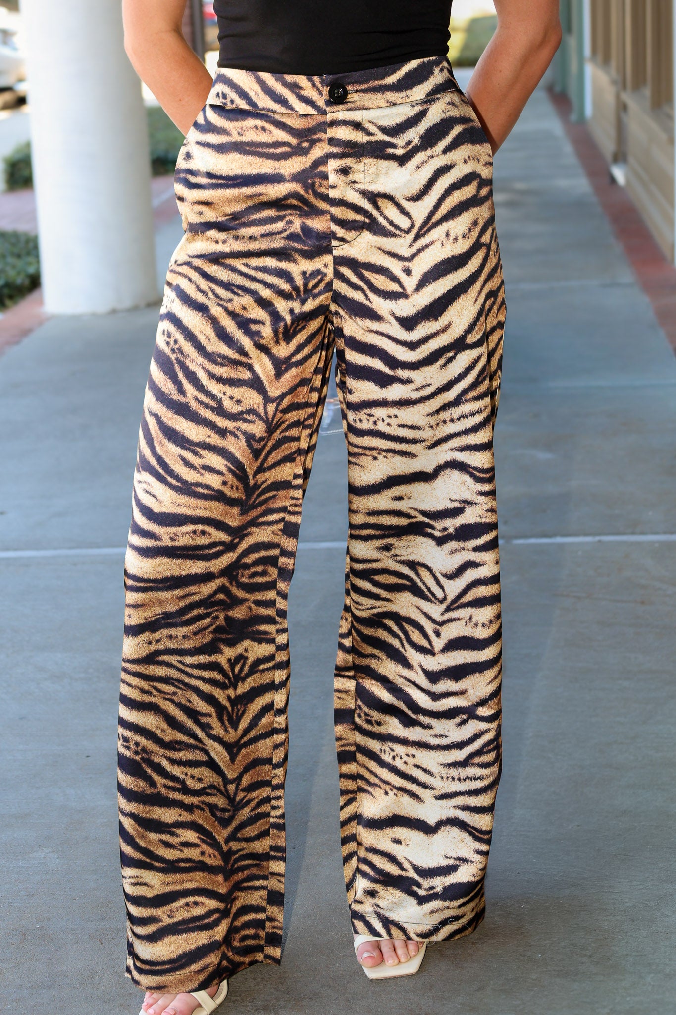 Satin Tiger Print Pants