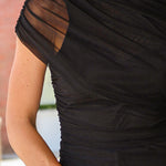 Kerry Mesh Top by Steve Madden short-sleeve top with sheer mesh shoulder panels at Rodeo Boutique.