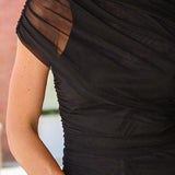 Kerry Mesh Top by Steve Madden short-sleeve top with sheer mesh shoulder panels at Rodeo Boutique.