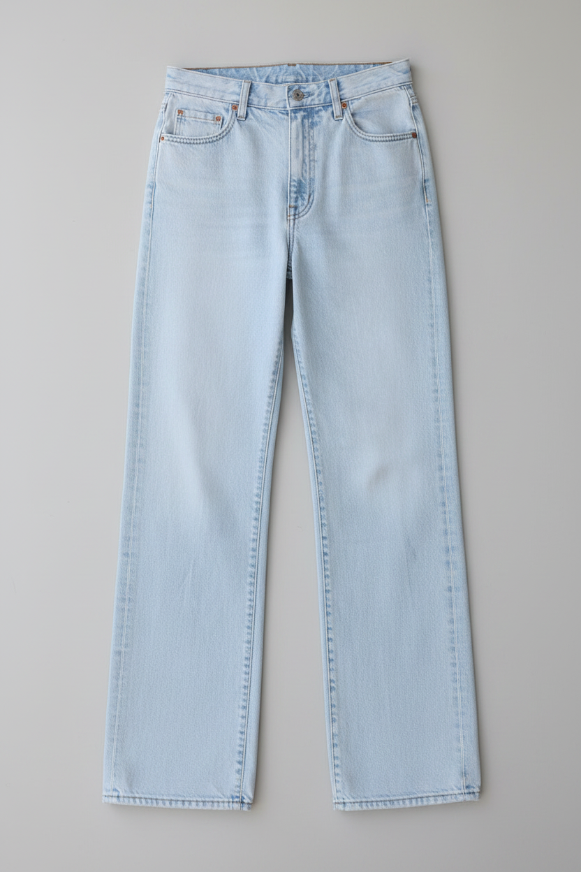 Light blue jeans on a gray background