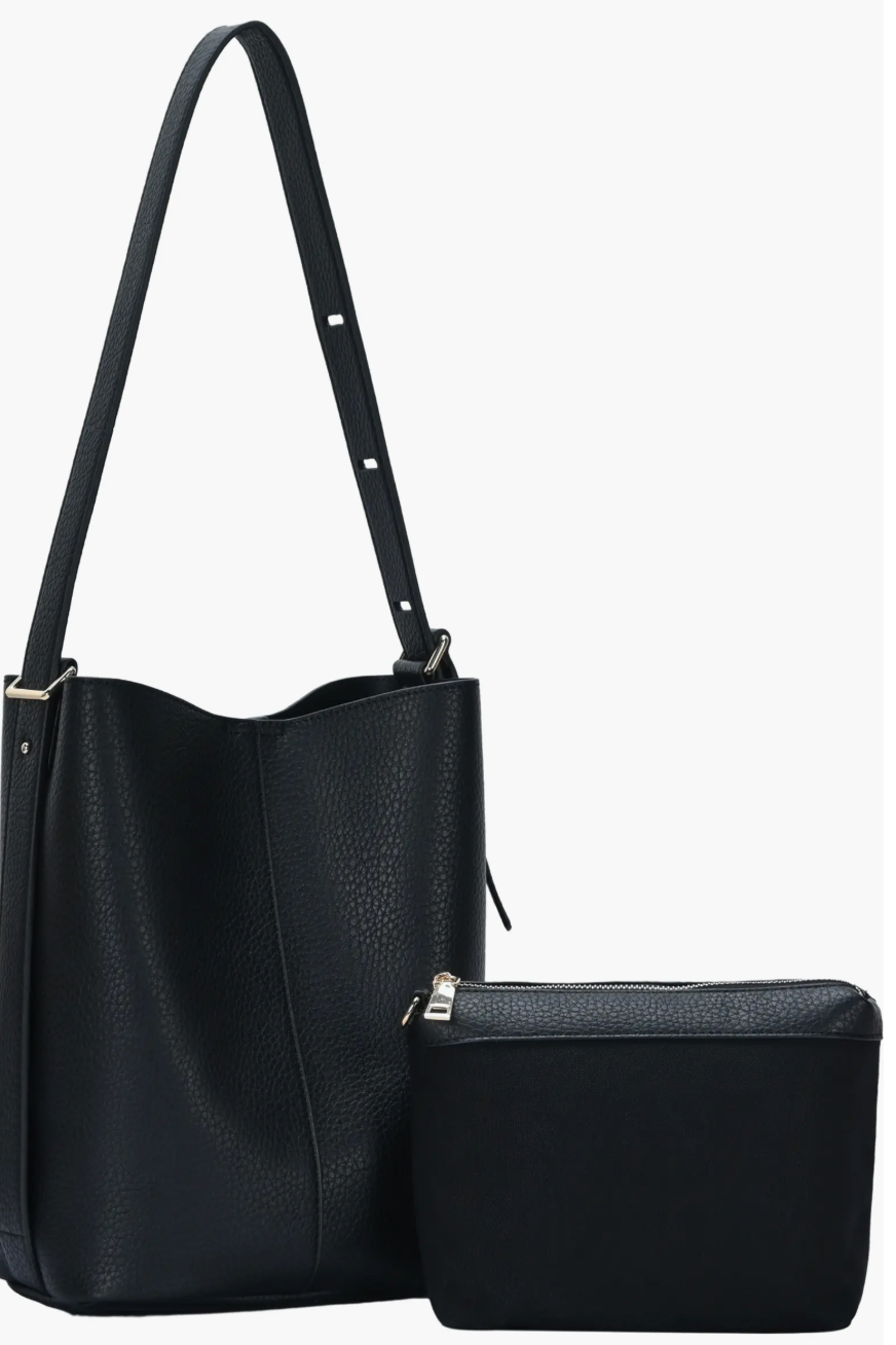 Faux Leather Hobo Bucket Bag
