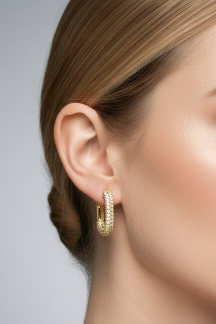 XL Pave Chain Link Hoop