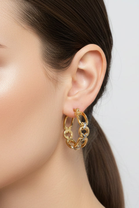 Two Tone Chain Hoops
