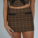 brown plaid mini skirt