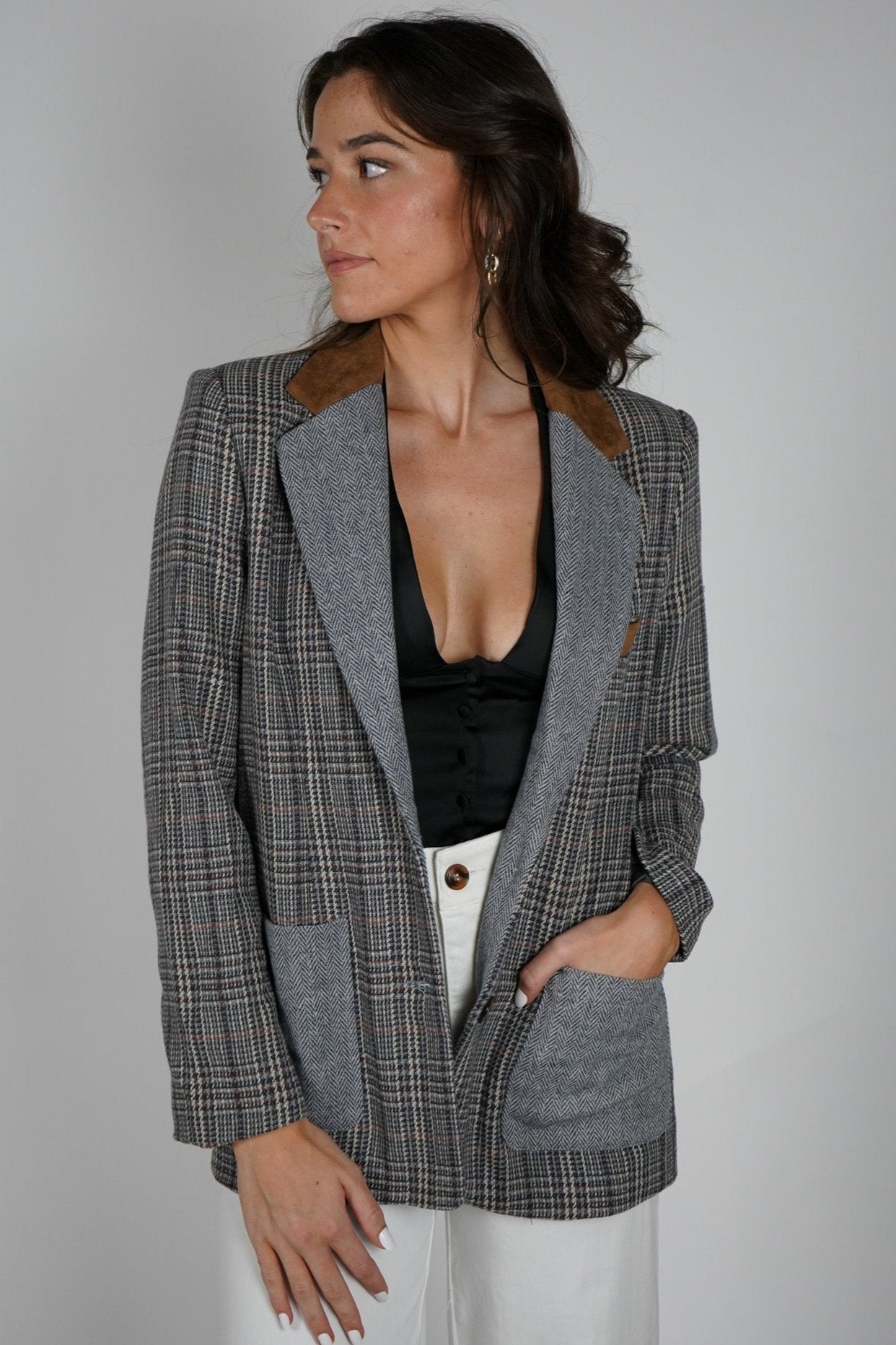 Steve Madden Rowin Grat Plaid Blazer