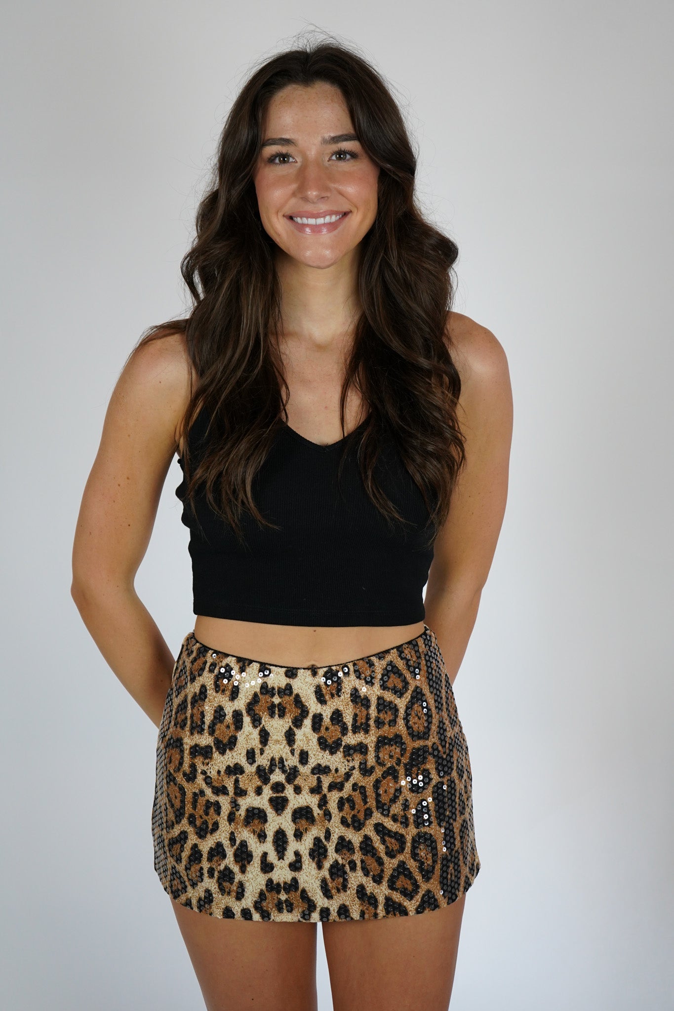 Sequin Leopard mini Skirt Animal Print