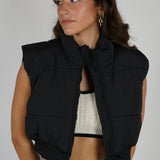 Black Puffer Vest Cropped