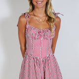 Red and White Stripe Mini Dress