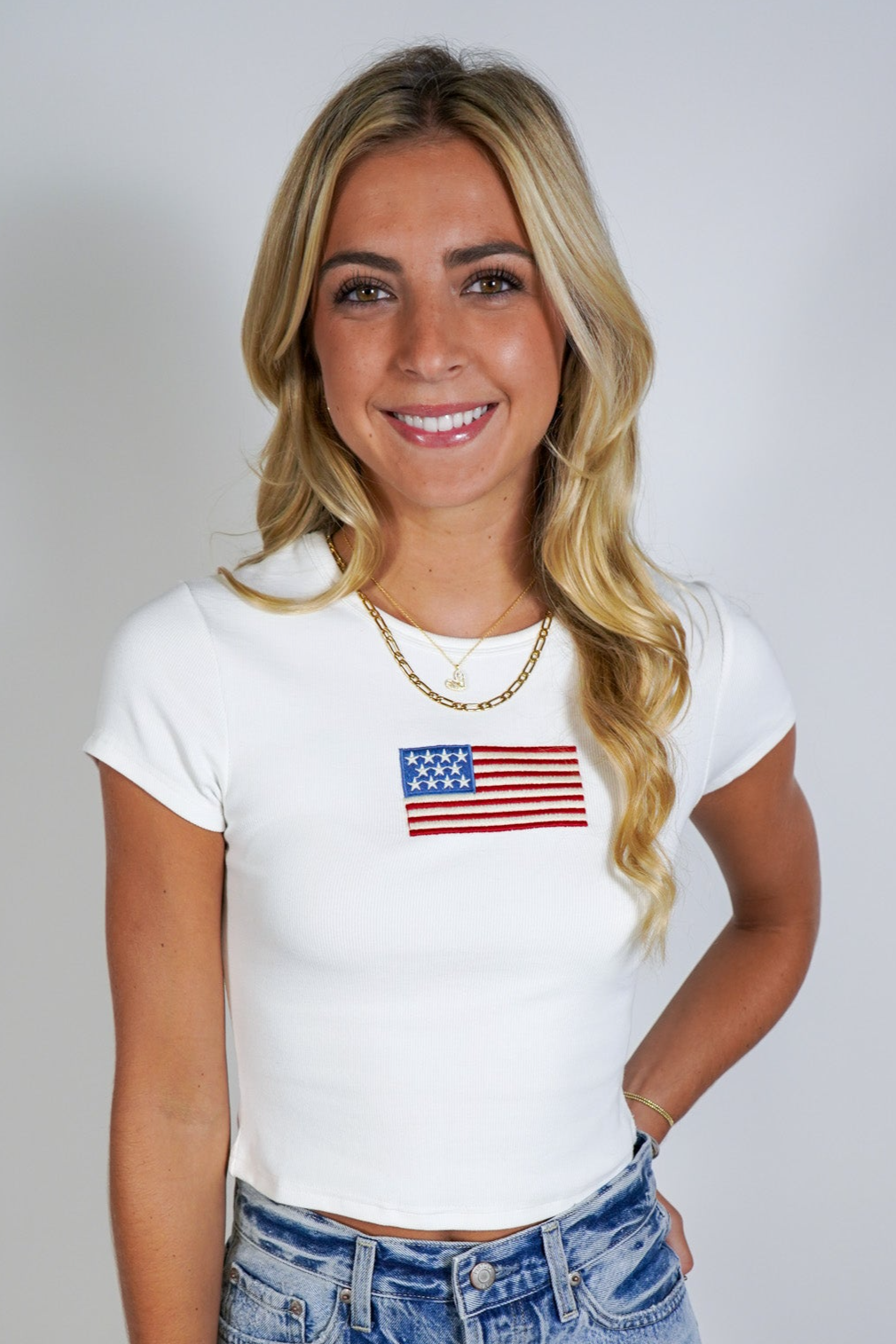 American Flag T-Shirt crop