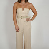 Pin Stripe Strapless Jumpsuit