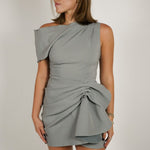 Gray off Shoulder Mini Dress