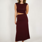 Burgundy Midi Dress with Cutout